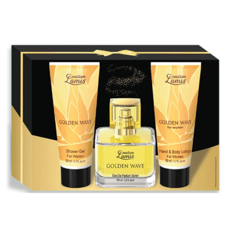 LAMIS Women's Gift Set 3/1 Golden Wave (hand and body lotion 50ml+perfume 100ml+bath 50ml)