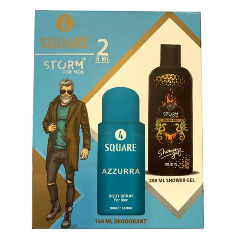 4 SQUARE men's set 2/1 Azzurra (deo spray 150ml + bath 200ml)