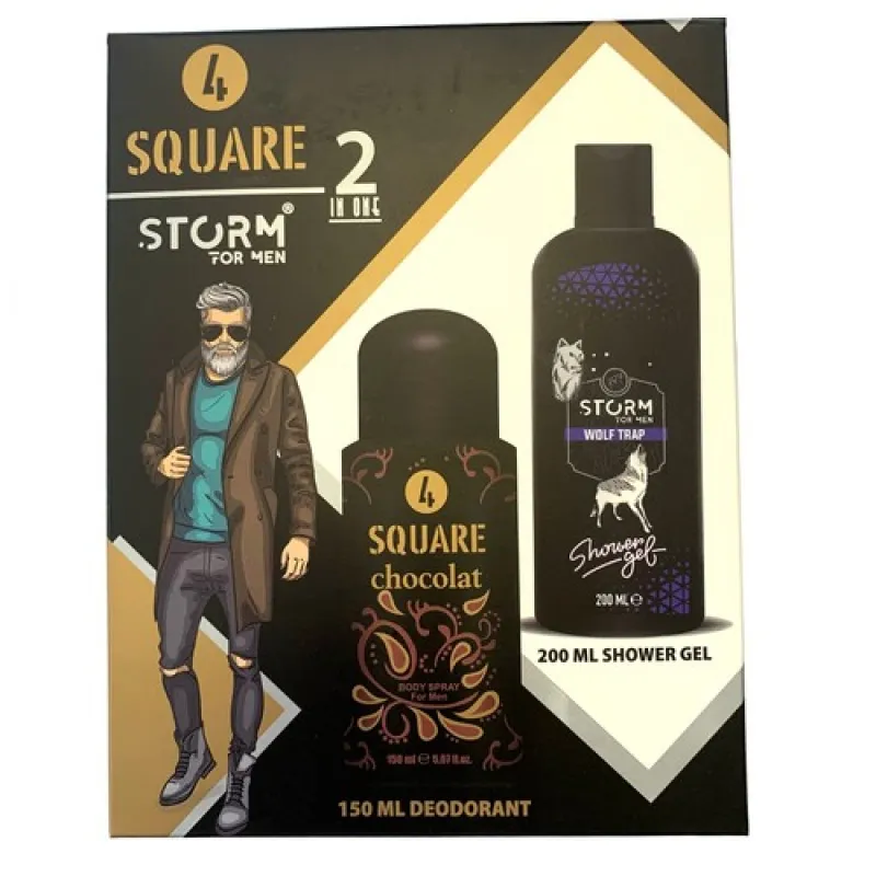 4 SQUARE men's set 2/1 Chocolat (deo spray 150ml + bath 200ml)