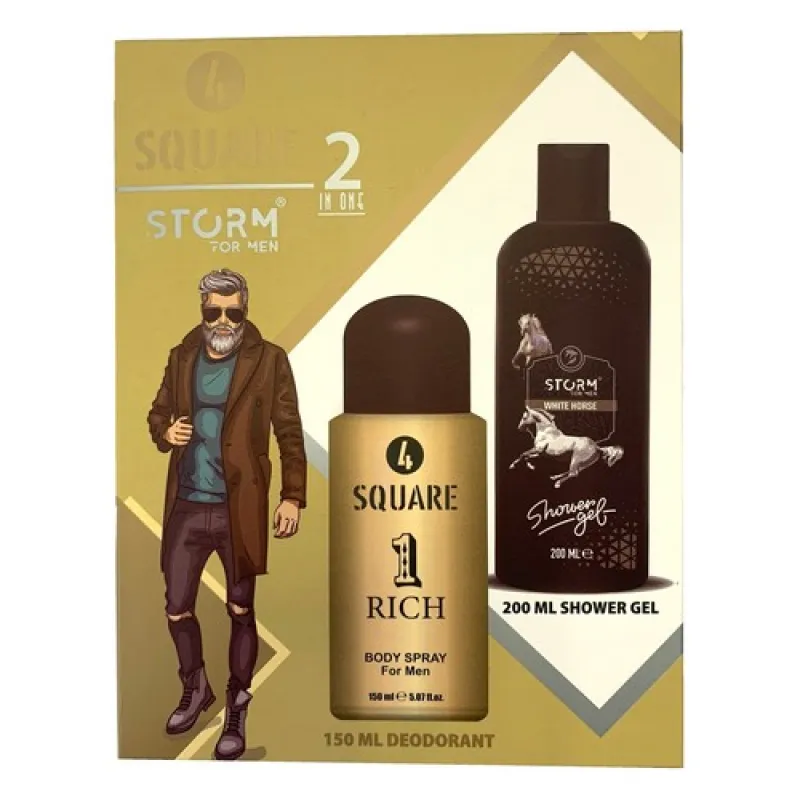 4 SQUARE men's set 2/1 One rich (deo spray 150ml + bath 200ml)