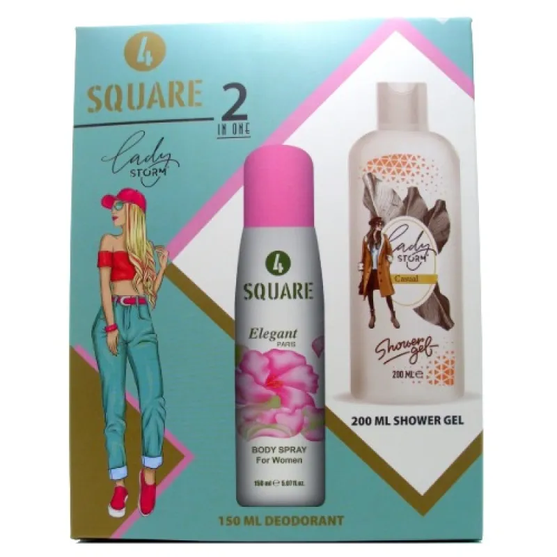 4 SQUARE women's set 2/1 Elegant (deo spray 150ml + bath 200ml)