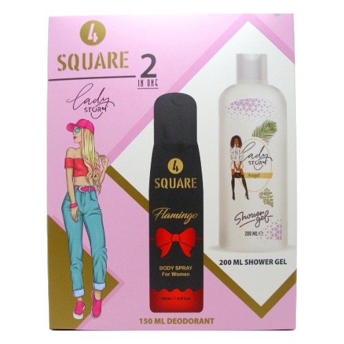 4 SQUARE women's set 2/1 Flamingo (deo spray 150ml + bath 200ml)