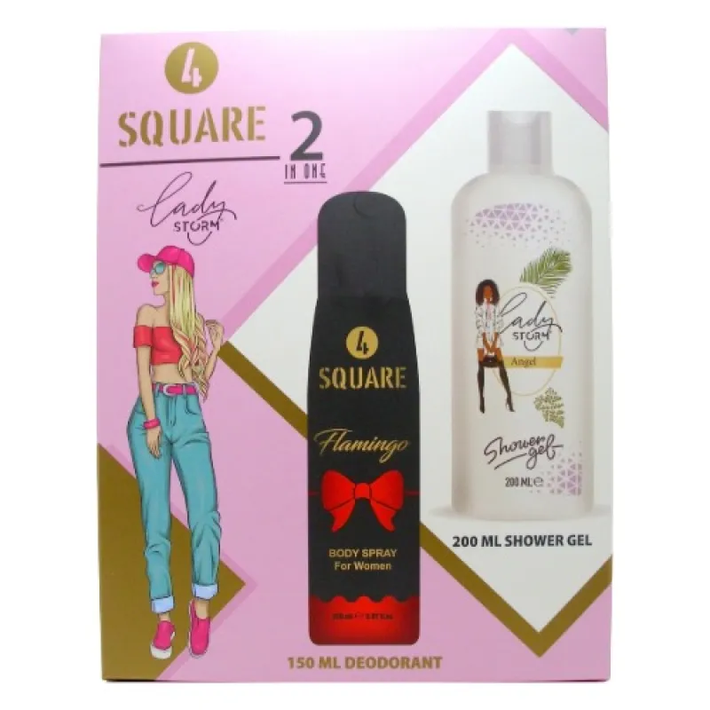 4 SQUARE women's set 2/1 Flamingo (deo spray 150ml + bath 200ml)