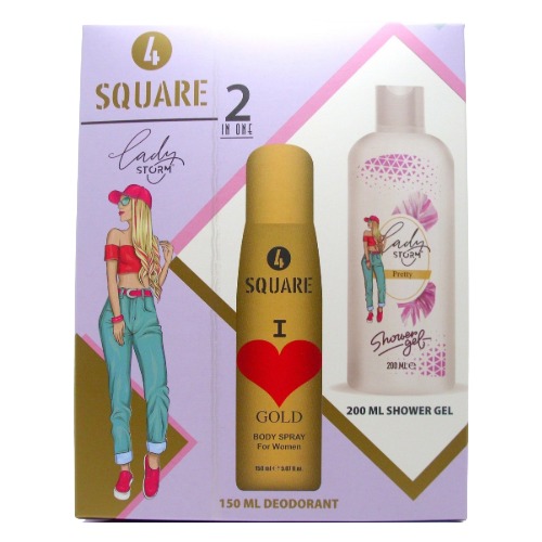 4 SQUARE women's set 2/1 I love gold (deo spray 150ml + bath 200ml)