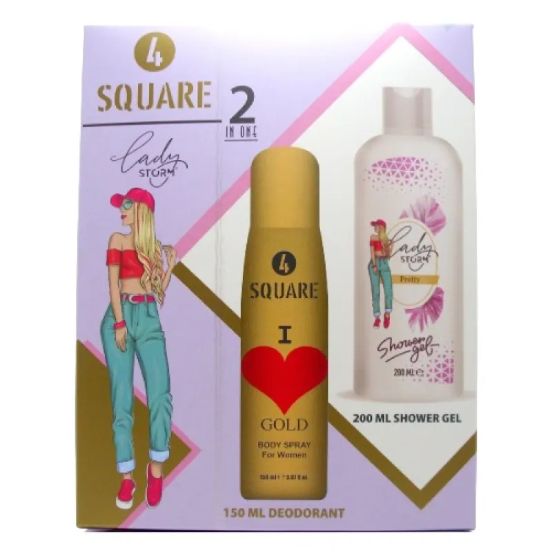 4 SQUARE women's set 2/1 I love gold (deo spray 150ml + bath 200ml)