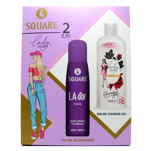 4 SQUARE women's set 2/1 LA D'OR (deo spray 150ml + bath 200ml)