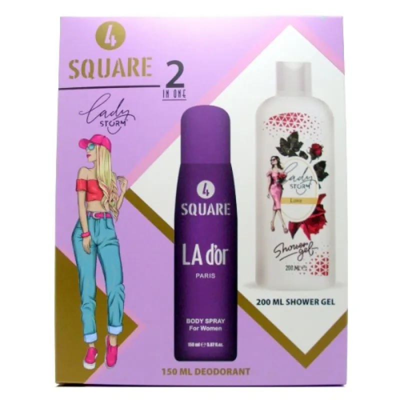 4 SQUARE women's set 2/1 LA D'OR (deo spray 150ml + bath 200ml)