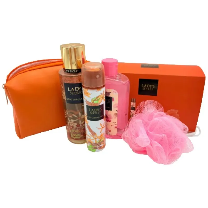 LADY'S SECRET Women's Set 5/1 Vanilla - 082 ( deo+body mist+ bath+puff+cosmetic bag )