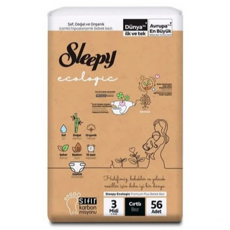 SLEEPY Diapers Ecologic double Jumbo Midi 3 - 56 pcs 4-10 kg