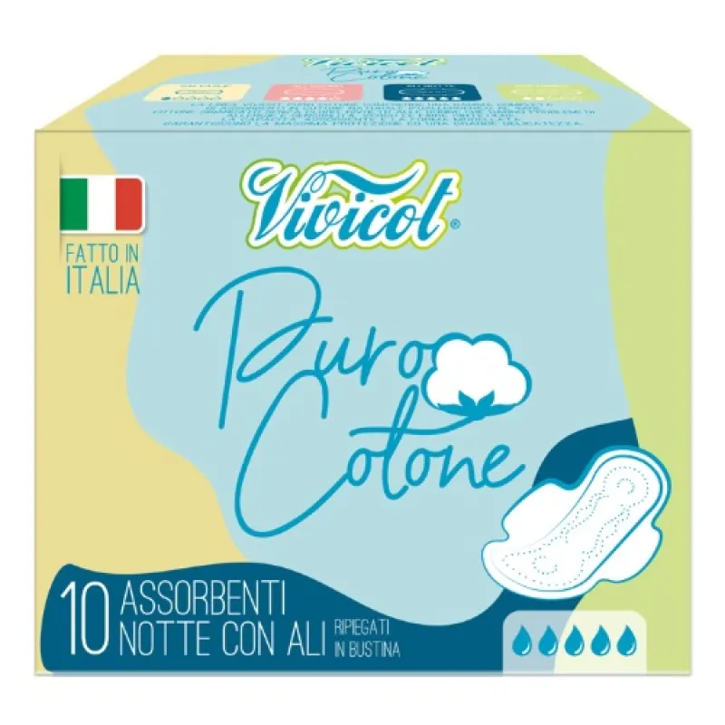VIVICOT menstrual pads for night Puro Cotone 10/1