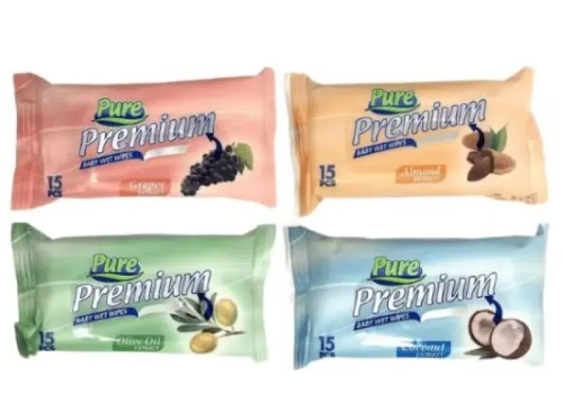 PURE PREMIUM Pocket wet wipes 15/1 mix