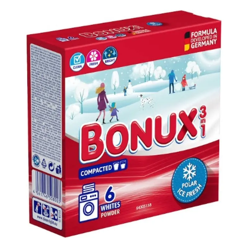 BONUX Powder Laundry Detergent 390 g 3in1 Polar Ice Fresh – 6 Washes