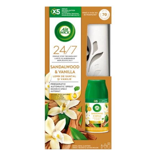 AIRWICK Freshmatic Automatic Air Freshener Device + Refill 250 ml Vanilla & Sandalwood