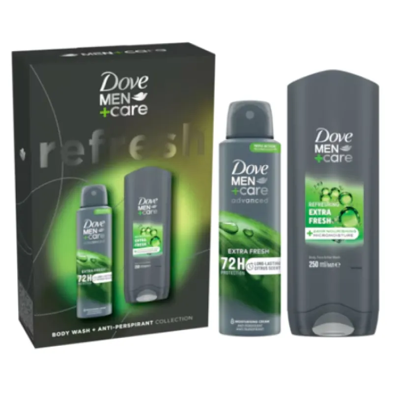 DOVE Men's set 2/1 Refresh (bath 250 ml Extra Fresh + deodorant 150 ml)