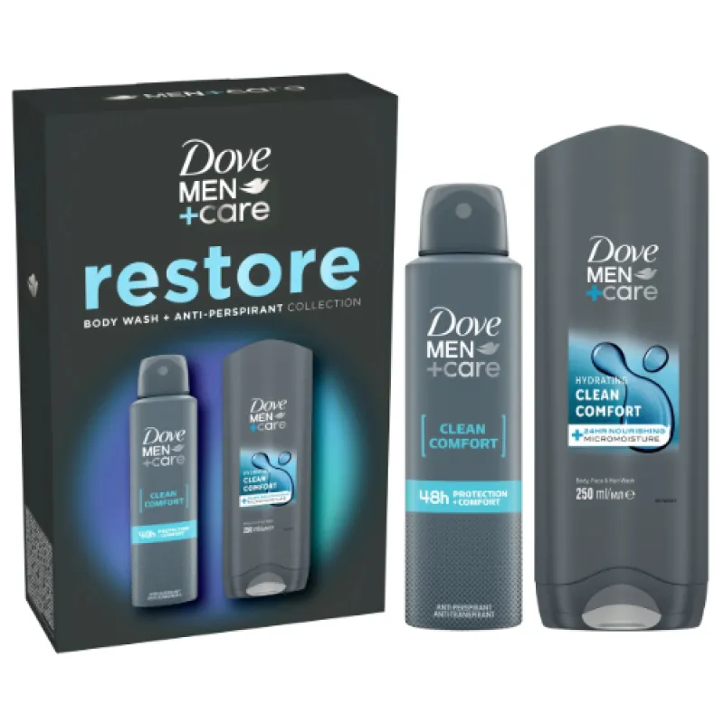 DOVE Men's set 2/1 Restore (bath 250 ml Clean Comfort + deodorant 150 ml)