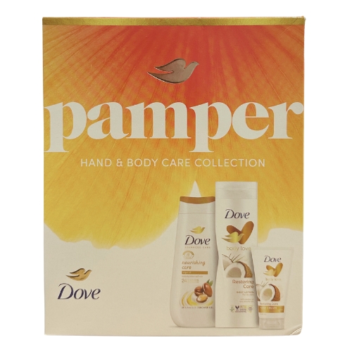 DOVE Women's Set 3/1 Pamper (bath 225 ml Nourishing + body lotion 250 ml Restoring + hand cream 75 ml)