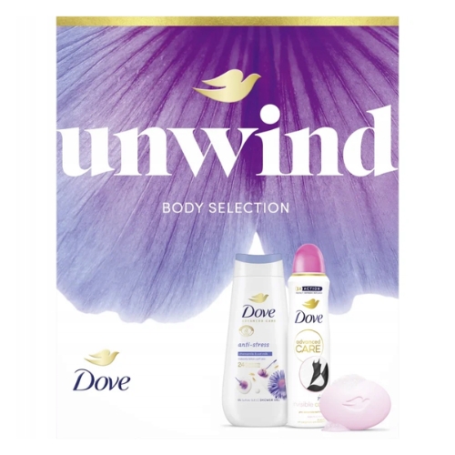 DOVE Women's Set 3/1 Unwind (bath 250 ml Anti-Stress + deodorant 150 ml Advanced Care + soap 90 g)