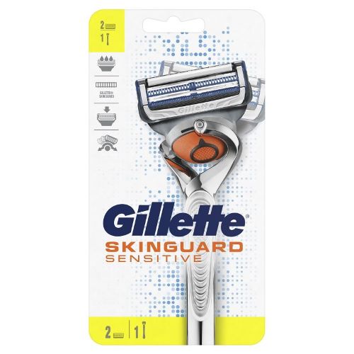 GILLETTE (195) Skinguard Sensitive Flexball Shaving razor + 2 cartridges