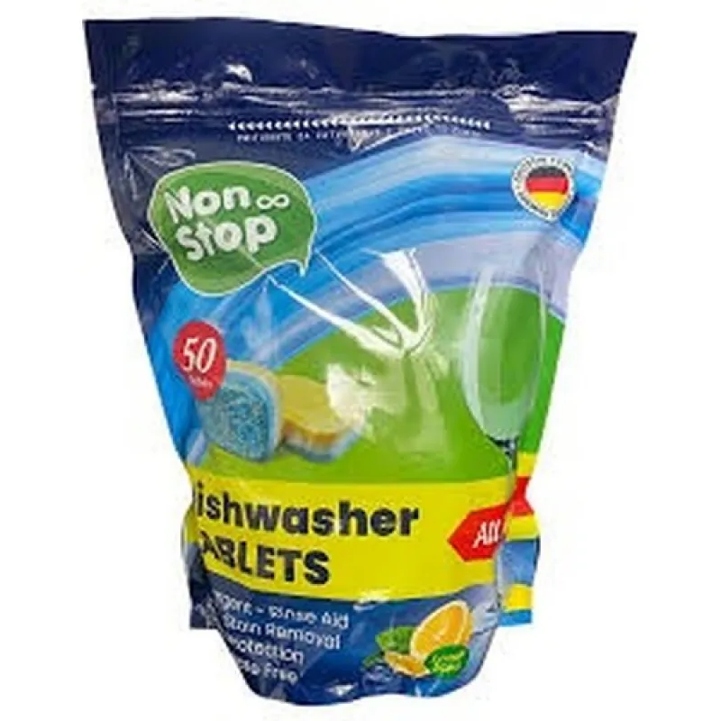 NON-STOP dishwasher tablets 50 pcs ALL in One Lemon