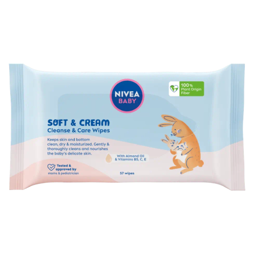 NIVEA baby wet wipes 57 pcs Soft&Cream Cleanse&Clear