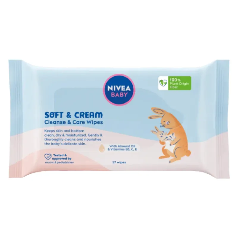 NIVEA baby wet wipes 57 pcs Soft&Cream Cleanse&Clear