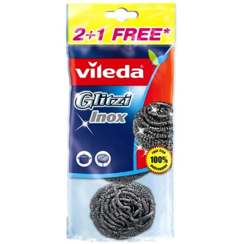 VILEDA Glitzi INOX dish scrubbers 3 pcs