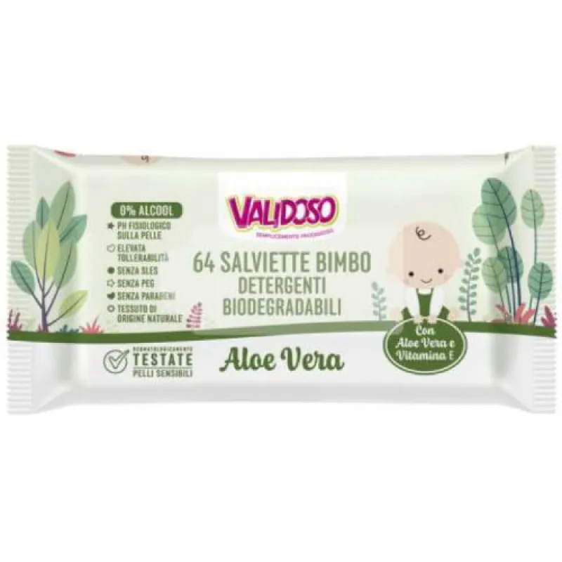 VALIDOSO Wet Baby Wipes 64/1 Biodegradable Aloe